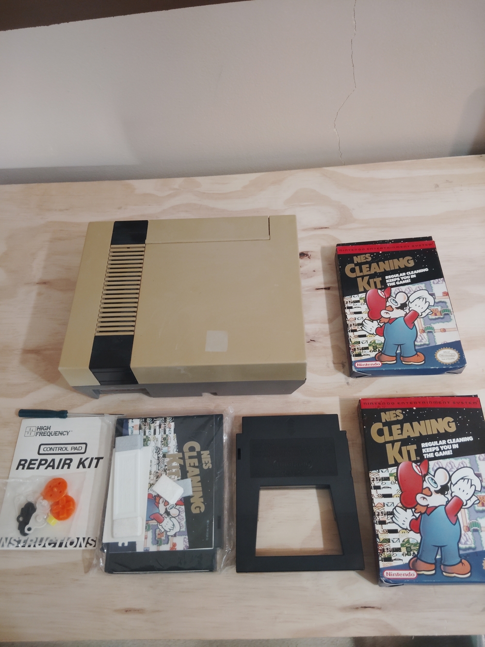 Nintendo NES Console Bundle with 2 Used Cleaning Kits And A Used Controller Kit